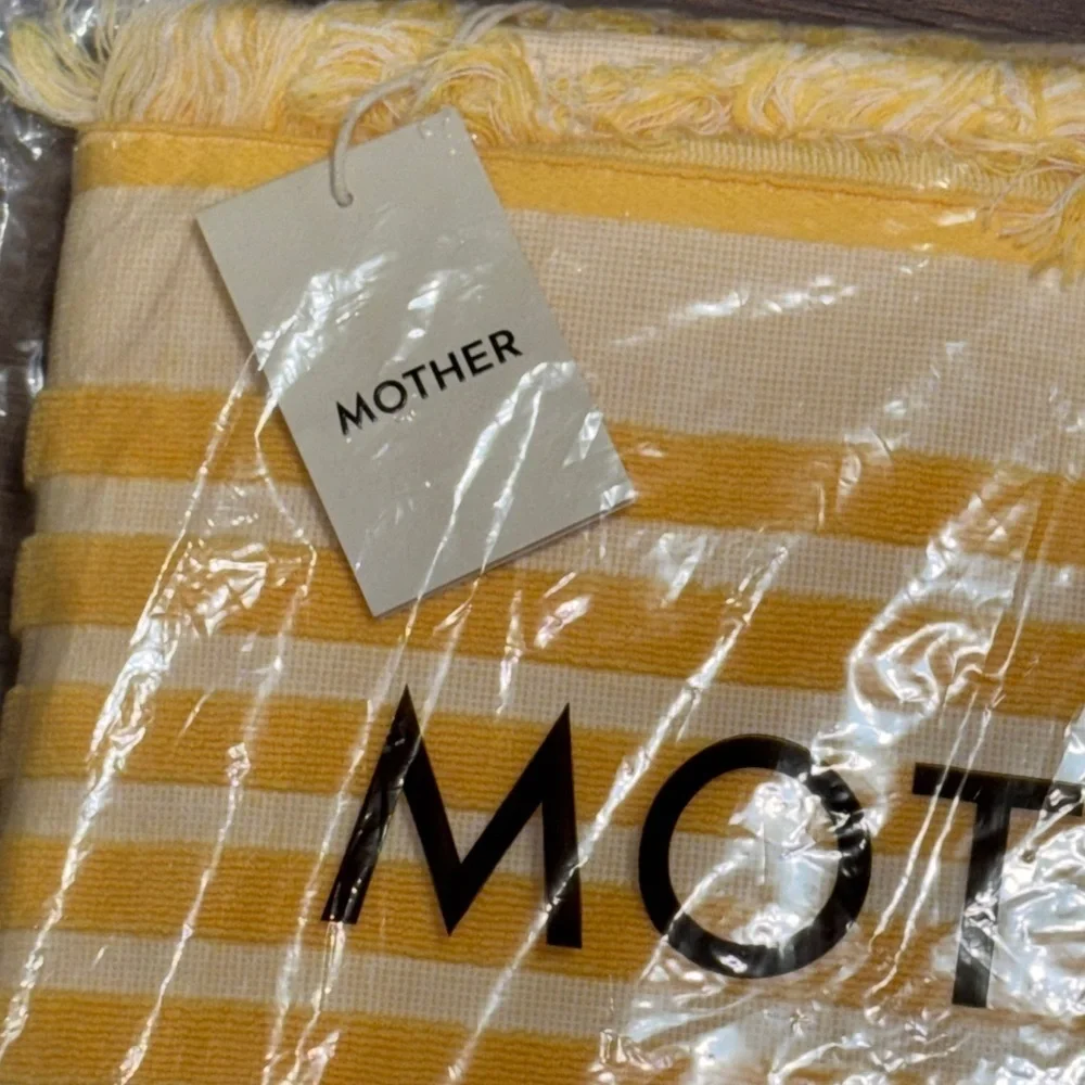 MOTHER The Laid Back Beach Towel Yellow Fawn Patrol XL 100% Cotton NWT